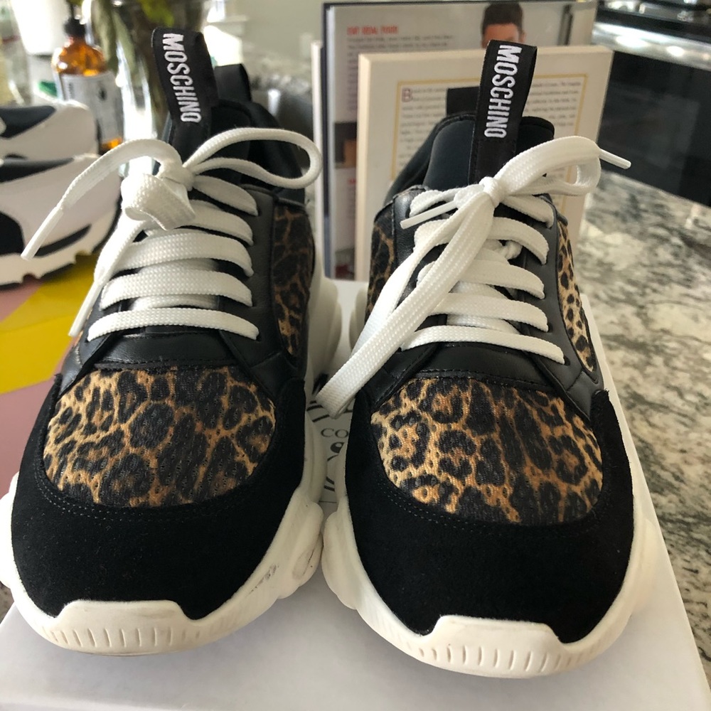Moschino leopard tennis shoes